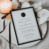 Classic Black & White Monogram Wedding Invitation 招待状