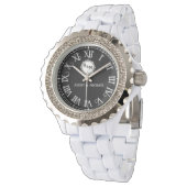 Classic Black & White Monogrammed Couple’s Wristwa 腕時計 (アングル)