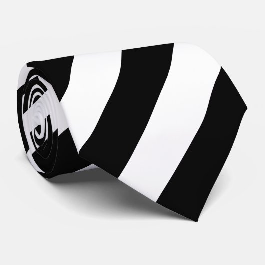  Classic Black White Pinstripe ネクタイ (ロール)
