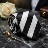  Classic Black White Pinstripe ネクタイ