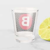 Classic Black & White Polka Dot with Red Monogram ショットグラス (裏面)