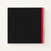 Classic Black & White Polka Dot with Red Monogram ノートブック (裏面)