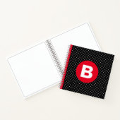 Classic Black & White Polka Dot with Red Monogram ノートブック (内部)