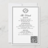 Classic black white QR formal monogram wedding  招待状 (裏面)