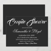 Classic Black & White Script Couples Bridal Shower 招待状 (正面/裏面)