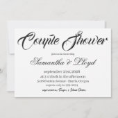 Classic Black & White Script Couples Bridal Shower 招待状 (正面)