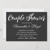 Classic Black & White Script Couples Bridal Shower 招待状 (正面)