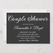 Classic Black & White Script Couples Bridal Shower 招待状 (正面)