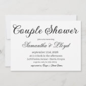 Classic Black & White Script Couples Bridal Shower 招待状 (正面)