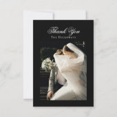 Classic Black & White Wedding Photo Thank You Card サンキューカード (正面)
