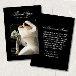Classic Black & White Wedding Photo Thank You Card サンキューカード