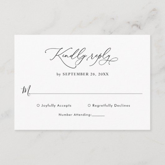 Classic Black & White Wedding Rsvp Enclosure Card 招待状 (正面)