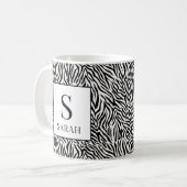Classic Black White Zebra Monogram Initial Mug コーヒーマグカップ (正面左)