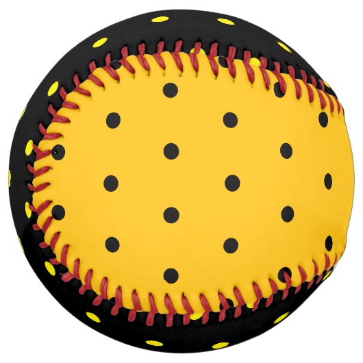 Classic Black with Bright Yellow Dot Pattern ソフトボール (正面左)
