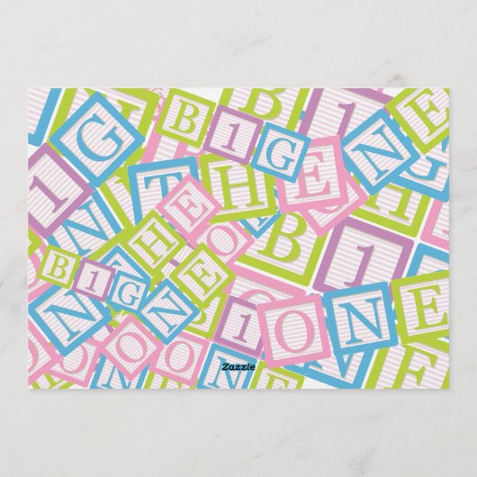 Classic Blocks Theme Simple First Birthday Invitat 招待状 (裏面)