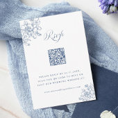 Classic Bloom Garden Dusty Blue Wedding QR Code 出欠カード