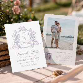 Classic Bloom Garden Lavender Wedding Photo セーブザデート