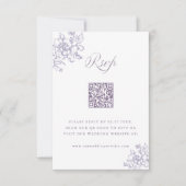 Classic Bloom Garden Lavender Wedding QR Code 出欠カード (正面)