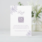 Classic Bloom Garden Lavender Wedding QR Code 出欠カード (スタンド正面)