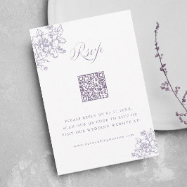 Classic Bloom Garden Lavender Wedding QR Code 出欠カード