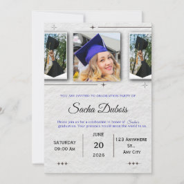 Classic Blue and Black Graduation  招待状