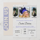 Classic Blue and Black Graduation  招待状 (正面/裏面)