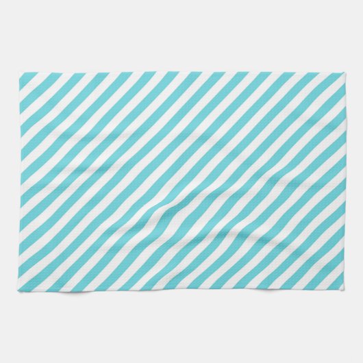 Classic blue and white diagonal stripes キッチンタオル (横)