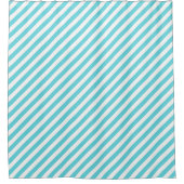 Classic blue and white diagonal stripes シャワーカーテン (正面)