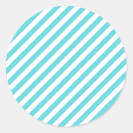 Classic blue and white diagonal stripes ラウンドシール