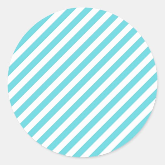 Classic blue and white diagonal stripes ラウンドシール (正面)
