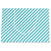 Classic blue and white diagonal stripes ラージペーパーバッグ (正面)