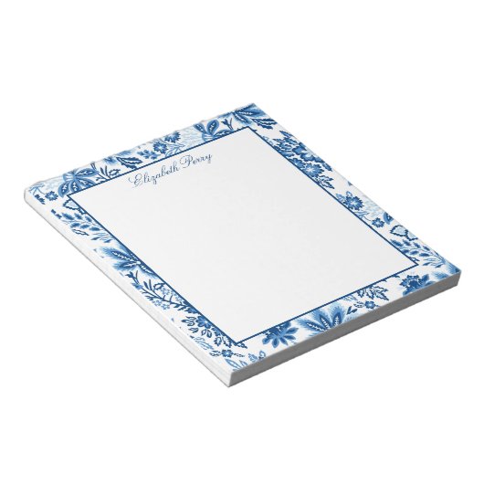 Classic Blue and White Floral Notepad ノートパッド (アングル)