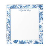 Classic Blue and White Floral Notepad ノートパッド (正面)