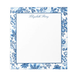Classic Blue and White Floral Notepad ノートパッド