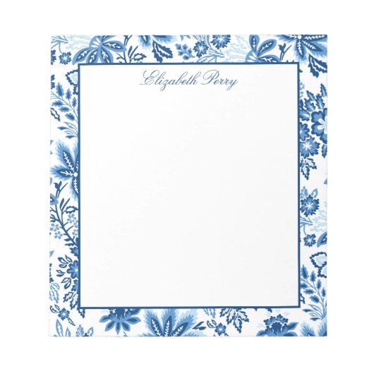Classic Blue and White Floral Notepad ノートパッド (正面)