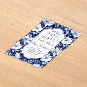 Classic Blue and White Flotal Botanical アクリル招待状 (レイダウン)