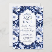 Classic Blue and White Flotal Botanical セーブザデート (正面)