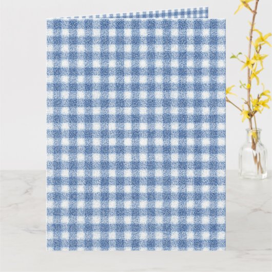 Classic Blue and White Gingham Check  カード (黄色い花)