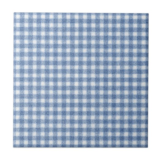 Classic Blue and White Gingham Check  タイル (正面)