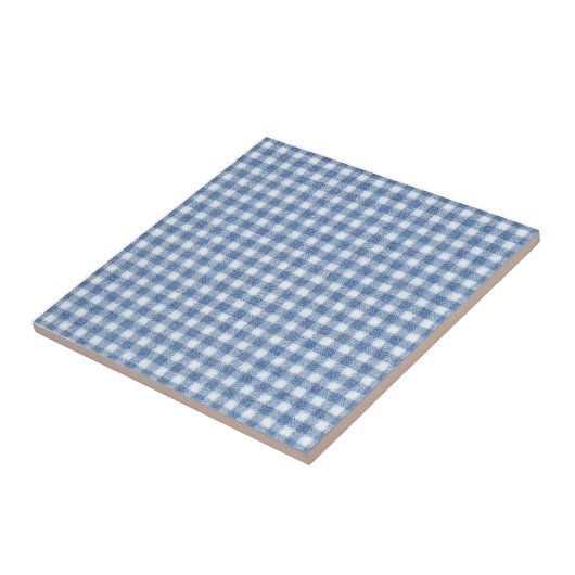 Classic Blue and White Gingham Check  タイル (側面)
