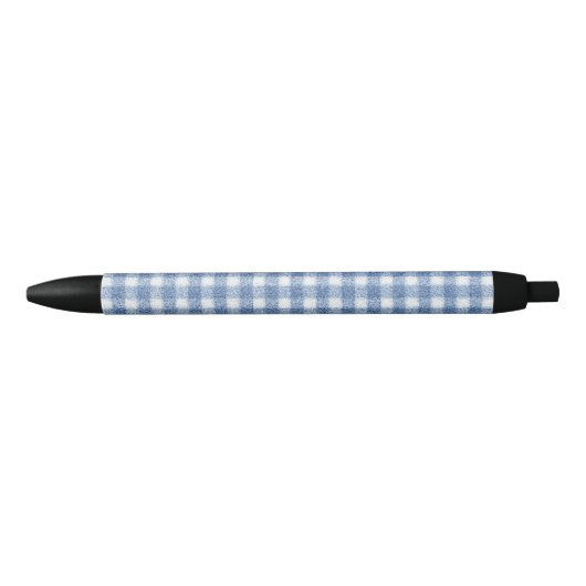 Classic Blue and White Gingham Check  黒ボールペン (正面)