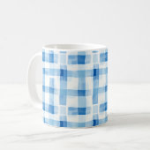 Classic Blue and White Gingham Checkered Pattern コーヒーマグカップ (正面左)