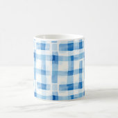 Classic Blue and White Gingham Checkered Pattern コーヒーマグカップ (中央)