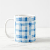 Classic Blue and White Gingham Checkered Pattern コーヒーマグカップ (左)
