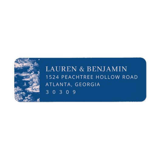 Classic Blue and White Invitation Card ラベル (正面)