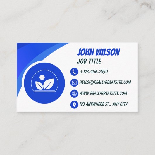 Classic Blue and White Modern Business Card 名刺 (正面)