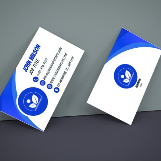 Classic Blue and White Modern Business Card 名刺