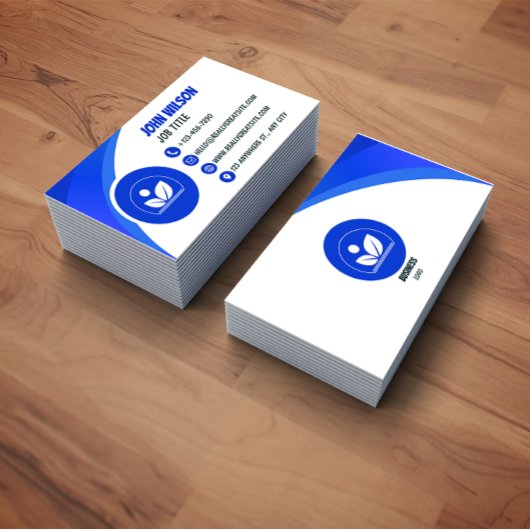 Classic Blue and White Modern Business Card 名刺