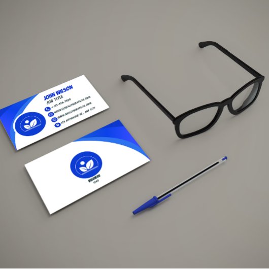 Classic Blue and White Modern Business Card 名刺