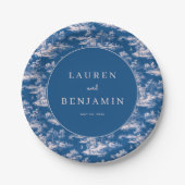 Classic Blue and White Wedding Invitation ペーパープレート (正面)